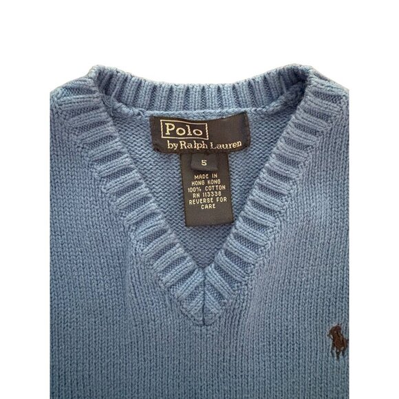Polo Ralph Lauren Boys 100% Cotton Preppy Sweater Vest in Blue Size 5T Size 5 - Picture 2 of 4